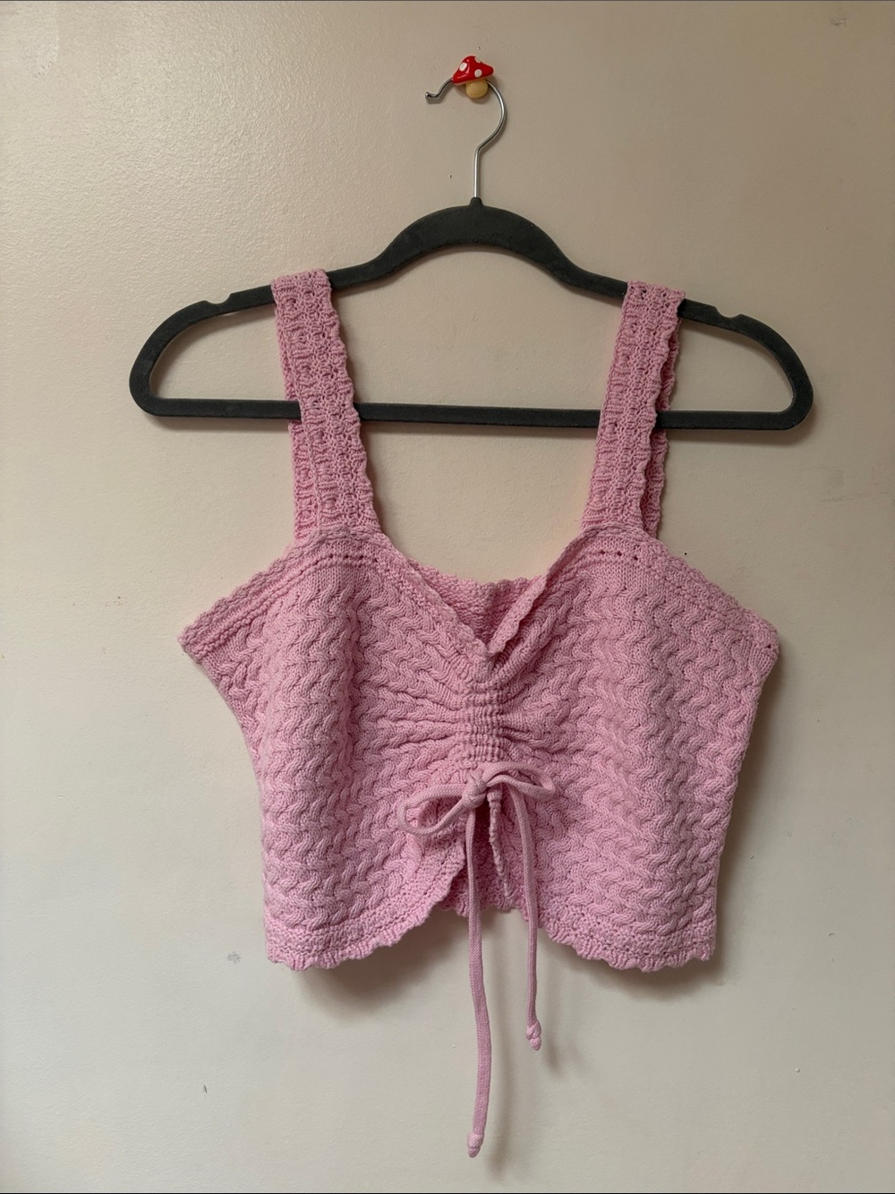 Hollister Pink Knit Tie-Front Crop Tank